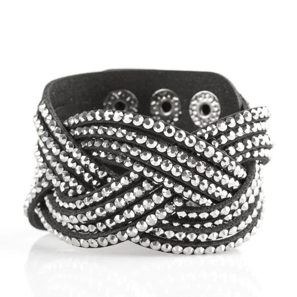 Top Class Chic Black Urban Bling Snap Bracelet - Picture 2 of 2